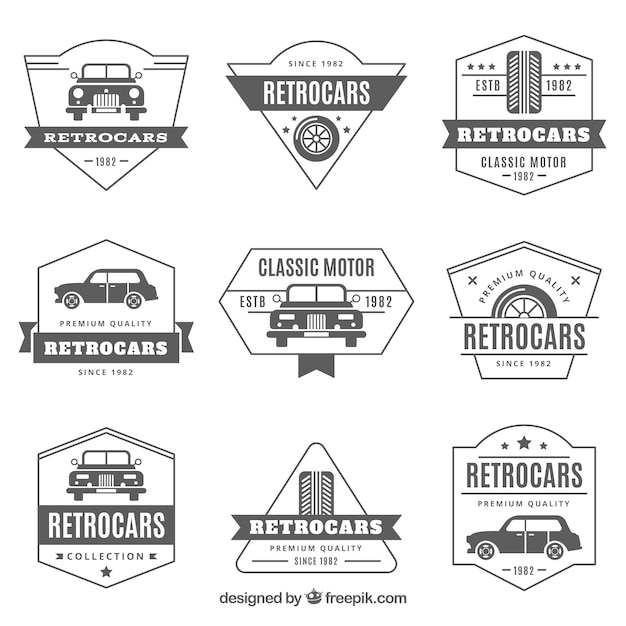 Vecteur gratuit collection de logo de voiture vintage