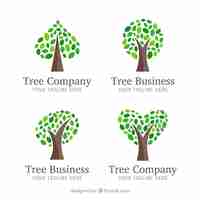 Vecteur gratuit collection de logos d'arbre dans le style plat