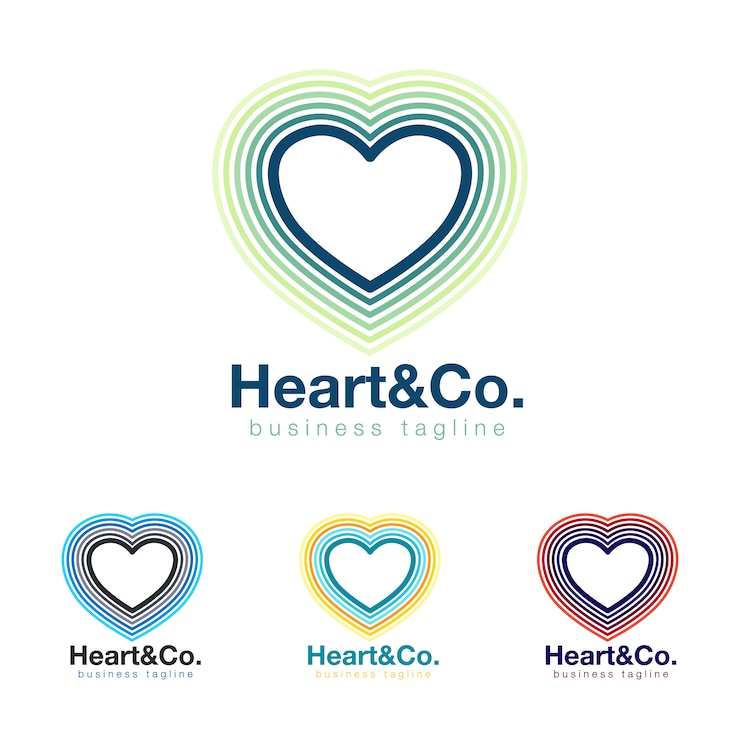 Vecteur gratuit la collection de logos au cœur