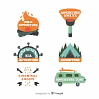 Vecteur gratuit collection de logos d'aventure dessinés à la main