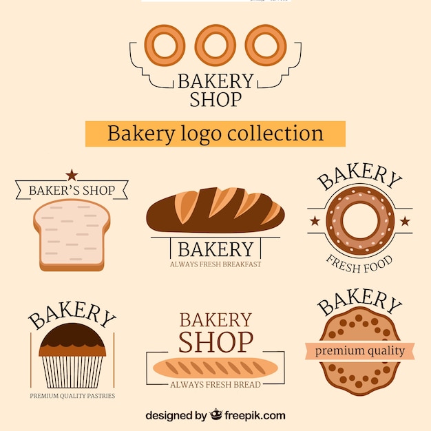 Vecteur gratuit collection de logos de boulangerie dans le style plat