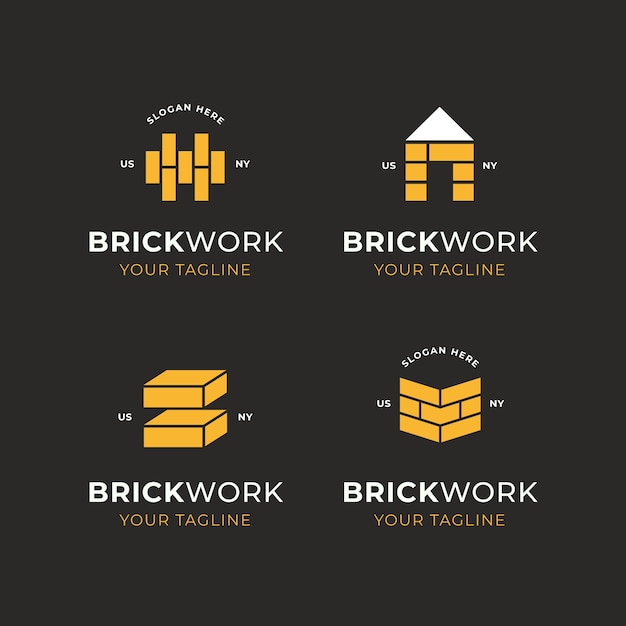Vecteur gratuit collection de logos de briques plates