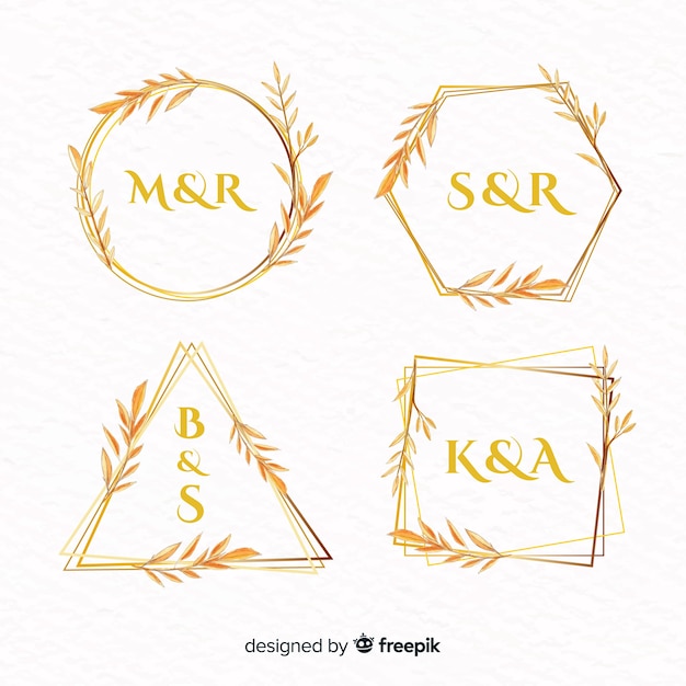 Collection De Logos De Cadre De Mariage Aquarelle