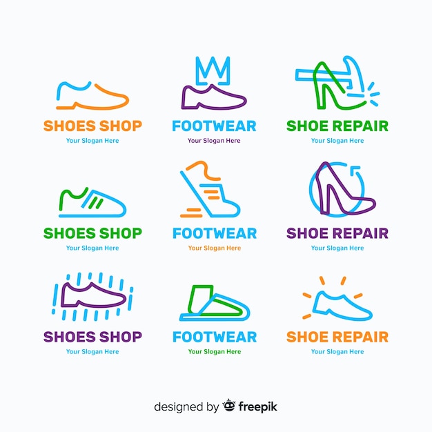 Vecteur gratuit collection de logos de chaussures de mode