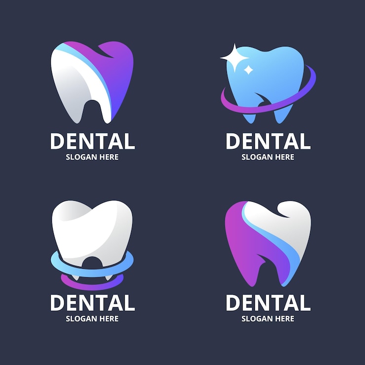 Vecteur gratuit collection de logos dentaires de couleur dégradée