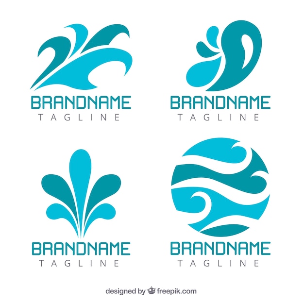 Vecteur gratuit collection de logos de l'eau pour les entreprises dans un style plat