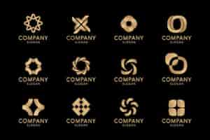 Vecteur gratuit collection de logos d'entreprise en or