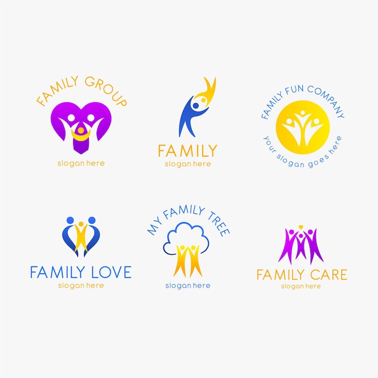 Vecteur gratuit collection de logos de famille