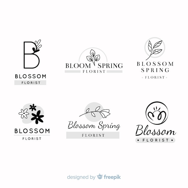 Vecteur gratuit collection de logos de fleuriste de mariage