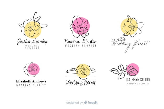 Vecteur gratuit collection de logos de fleuriste de mariage