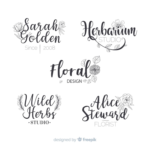 Collection de logos de fleuriste de mariage