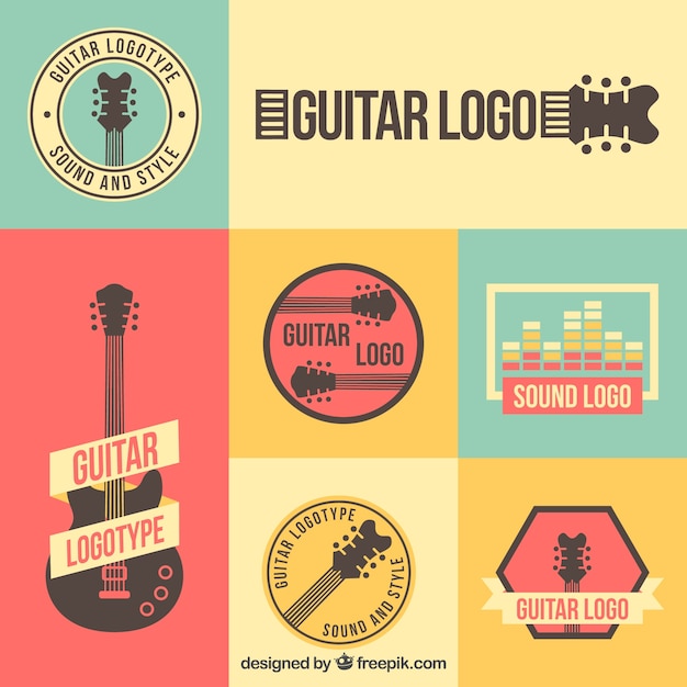 Collection De Logos De Guitare Vintage