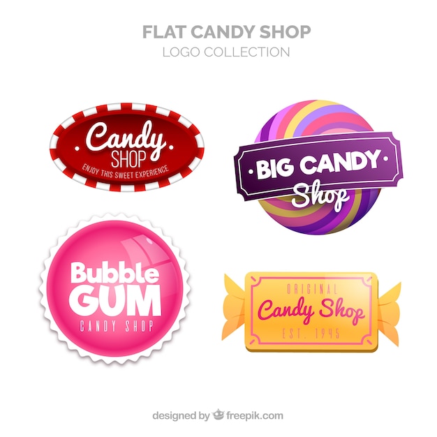 Vecteur gratuit collection de logos de magasin de bonbons pour les entreprises