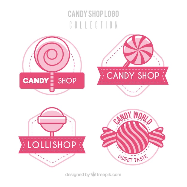 Vecteur gratuit collection de logos de magasin de bonbons pour les entreprises