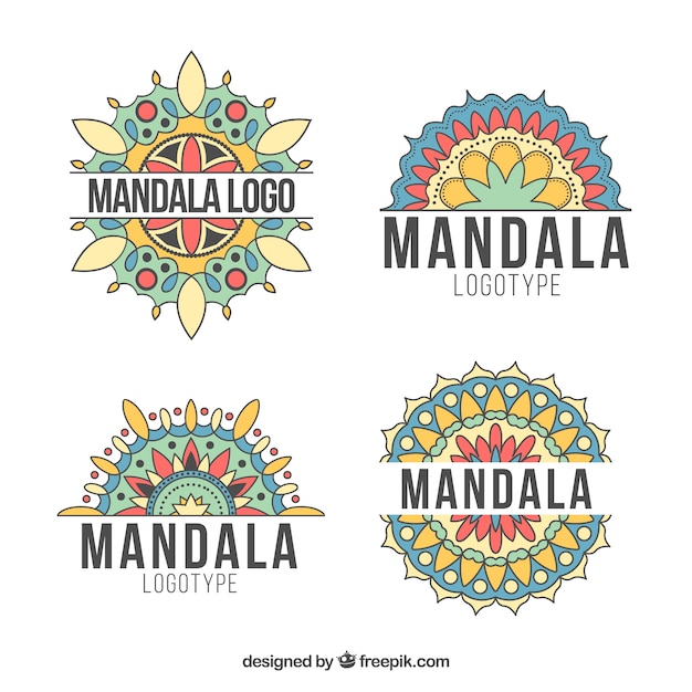 Vecteur gratuit collection de logos mandalas dessinés à la main