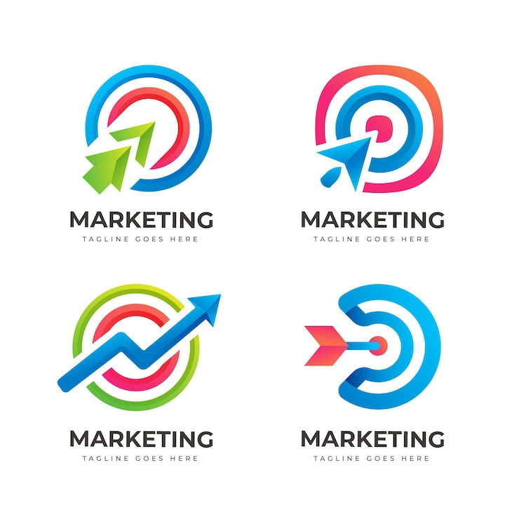 Vecteur gratuit collection de logos de marketing dégradé