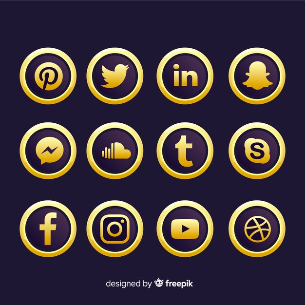 Collection de logos de médias sociaux de luxe