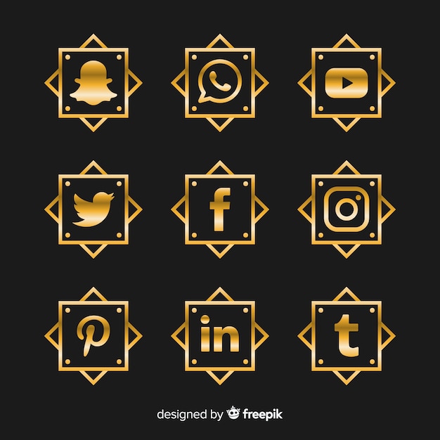 Vecteur gratuit collection de logos de médias sociaux de luxe