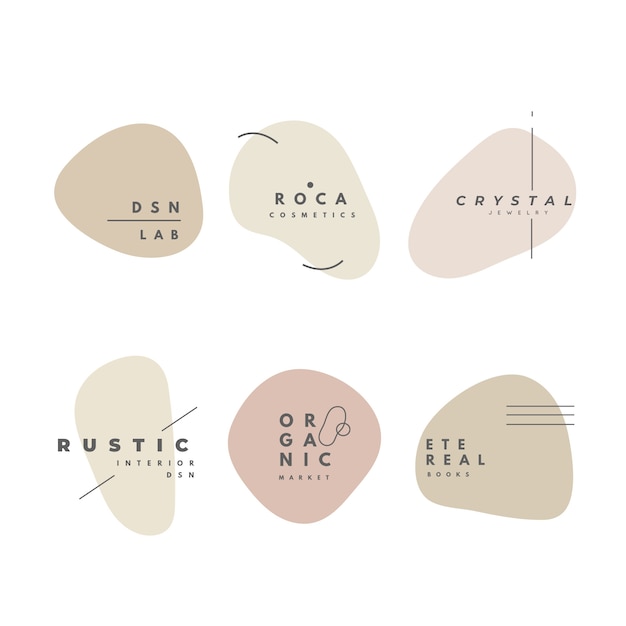 Vecteur gratuit collection de logos minimale avec des couleurs pastel