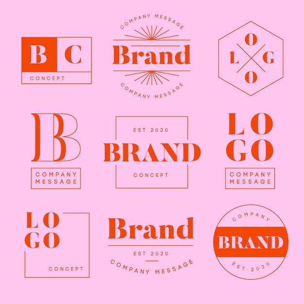 Vecteur gratuit collection de logos minimale en deux couleurs