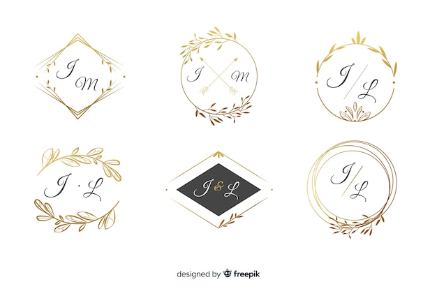 Vecteur gratuit collection de logos de monogramme de mariage