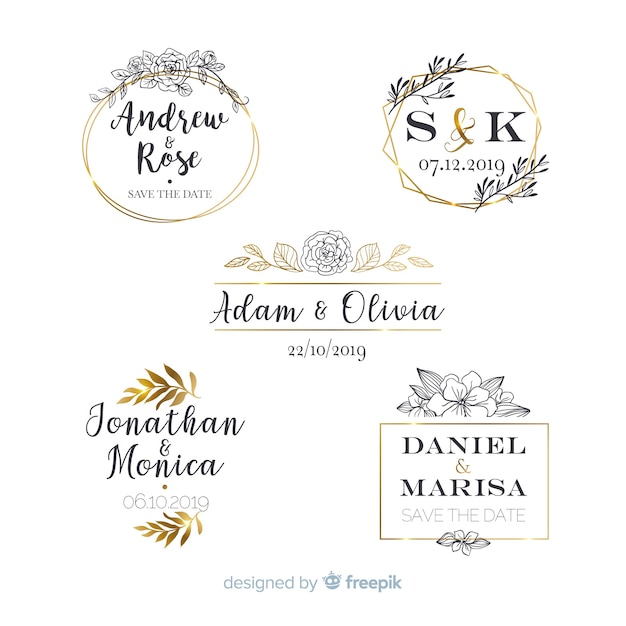 Vecteur gratuit collection de logos de monogramme de mariage