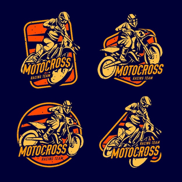 Vecteur gratuit collection de logos de motocross