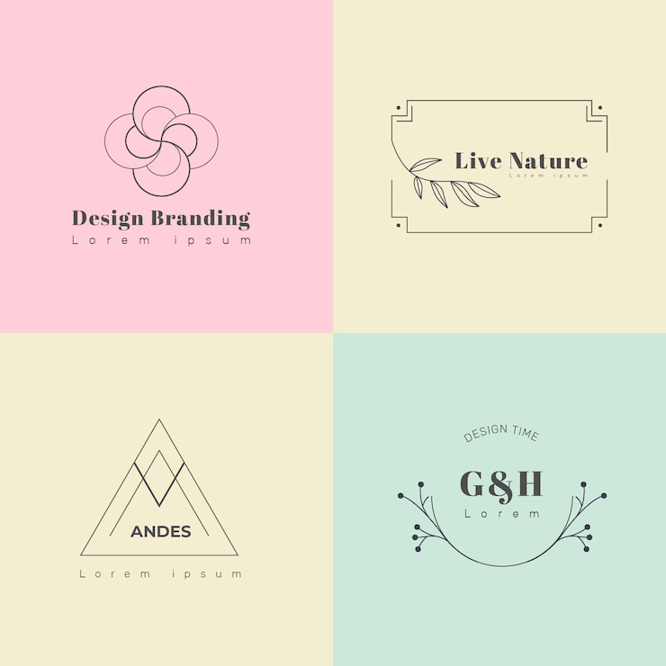 Vecteur gratuit collection de logos pastels minimaux