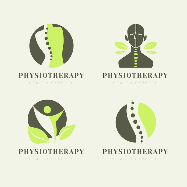 Vecteur gratuit collection de logos de physiothérapie à plat