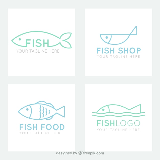 Vecteur gratuit collection de logos de poissons pour l'image de marque des entreprises
