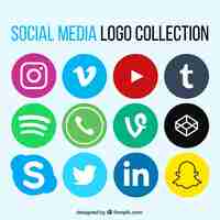 Vecteur gratuit collection de logos de réseaux sociaux dans la conception plate