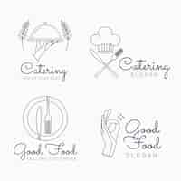 Vecteur gratuit collection de logos de restauration plats linéaires