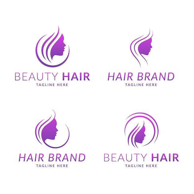 Vecteur gratuit collection de logos de salon de coiffure dessinés à la main
