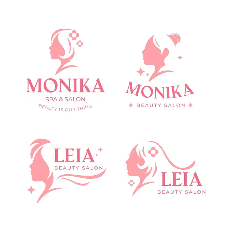 Vecteur gratuit collection de logos de salon de coiffure dessinés à la main