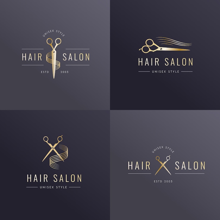 Vecteur gratuit collection de logos de salon de coiffure de luxe