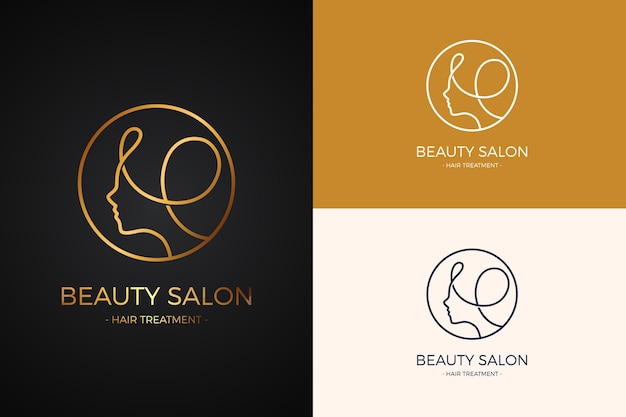 Vecteur gratuit collection de logos de salon de coiffure de luxe