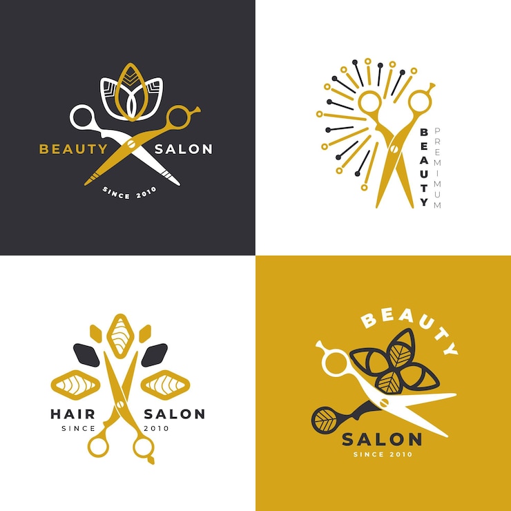 Vecteur gratuit collection de logos de salon de coiffure de luxe