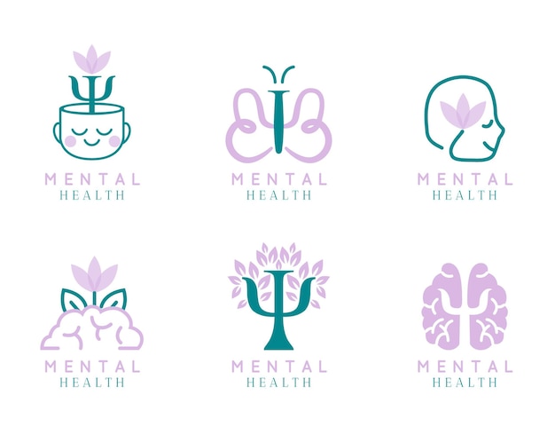 Collection de logos de santé mentale plat moderne