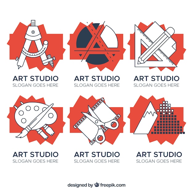 Vecteur gratuit collection logos de studio d'art dans un style moderne