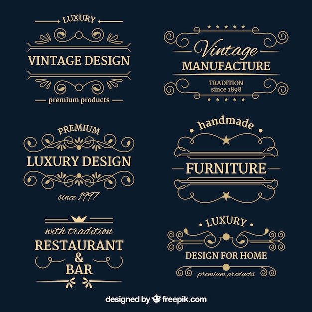 Vecteur gratuit collection de logos avec style vintage et luxe