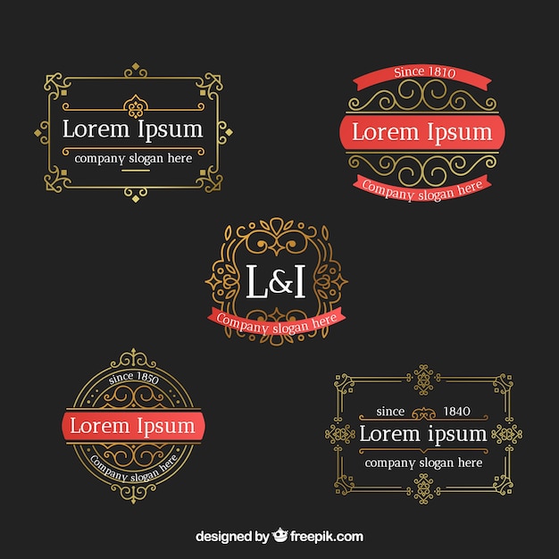 Vecteur gratuit collection de logos avec style vintage et luxe