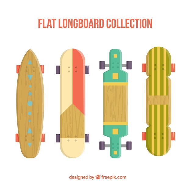 Vecteur gratuit collection longboard moderne