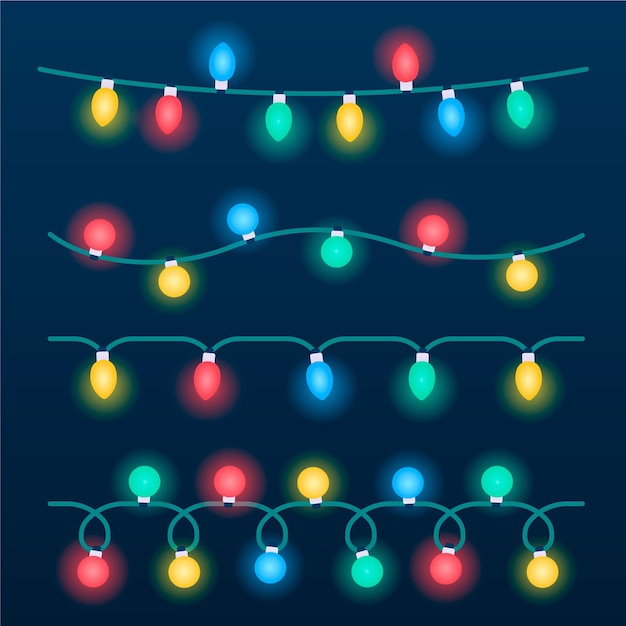 Vecteur gratuit collection de lumières de noël dégradées