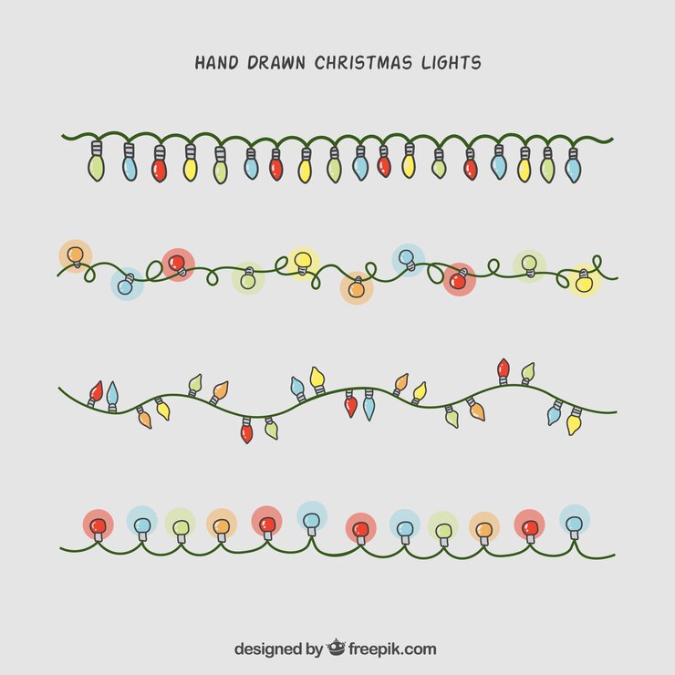 Vecteur gratuit collection de lumières de noël dessinées à la main