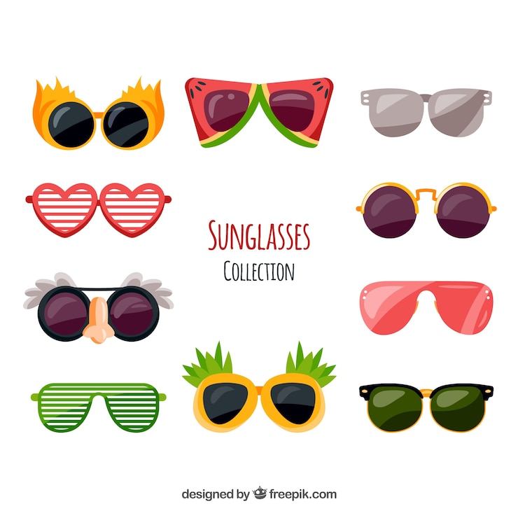 Vecteur gratuit collection de lunettes de soleil colorées et modernes