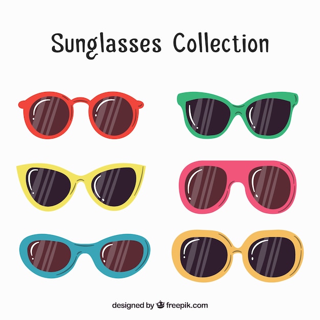 Vecteur gratuit collection de lunettes de soleil colorées et modernes