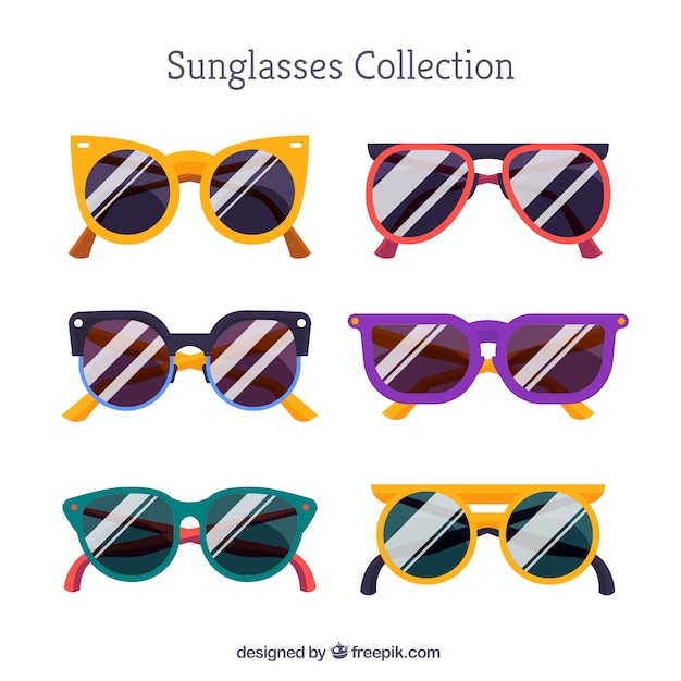 Vecteur gratuit collection de lunettes de soleil moderne dans un style plat