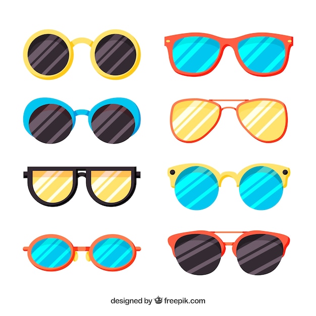 Collection De Lunettes De Soleil Moderne Dans Un Style Plat