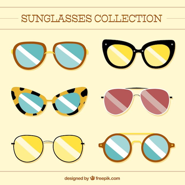 Collection De Lunettes De Soleil Moderne Dans Un Style Plat