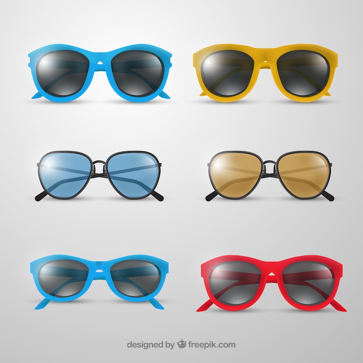 Vecteur gratuit collection de lunettes de soleil réaliste
